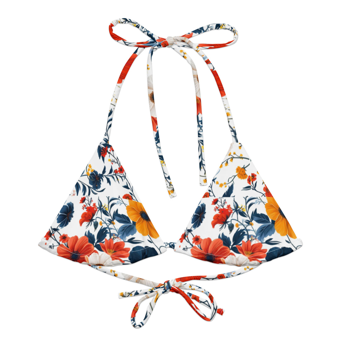 All-over print recycled string bikini top