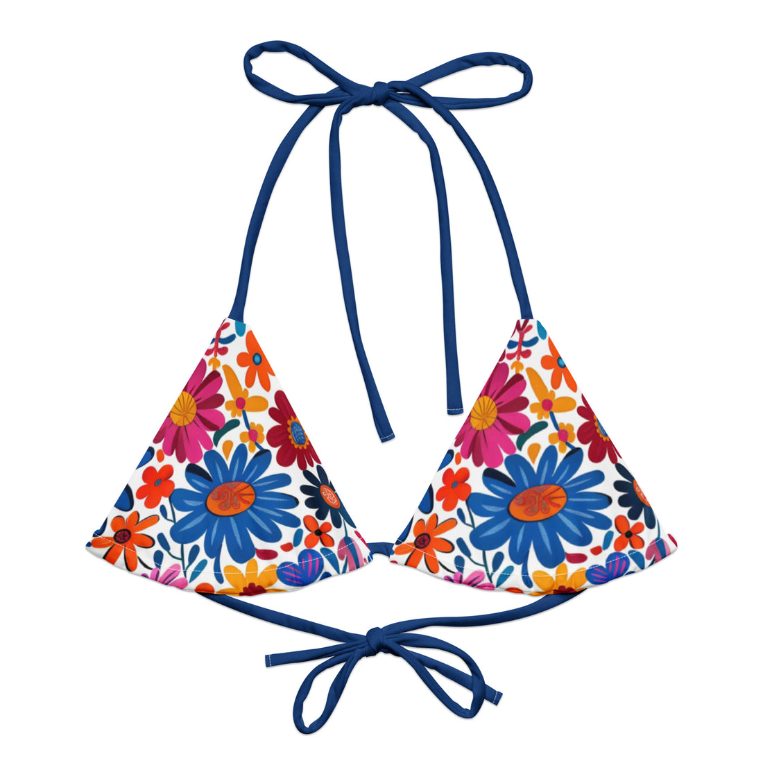 All-over print recycled string bikini top